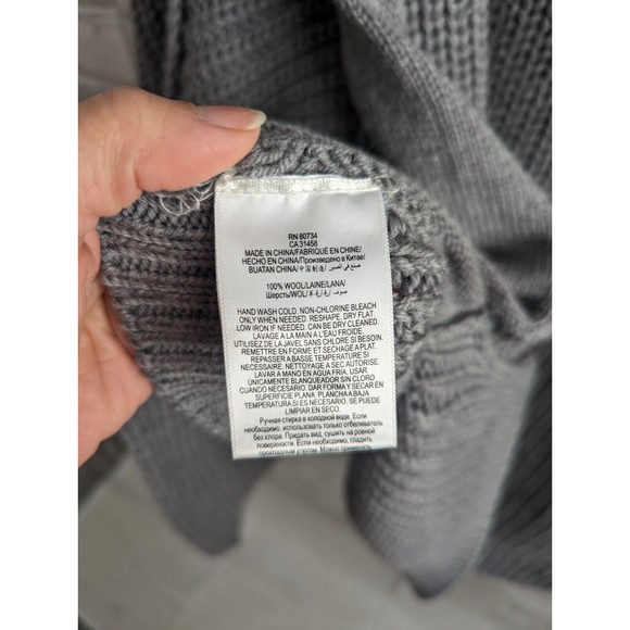 BCBG MAXAZRIA One Size Womens Sweater Poncho Heavy Knit Mock Neck Grey Gray - Picture 10 of 11